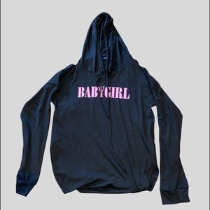 Fashion Nova babygirl hooded long sleeve-black in large